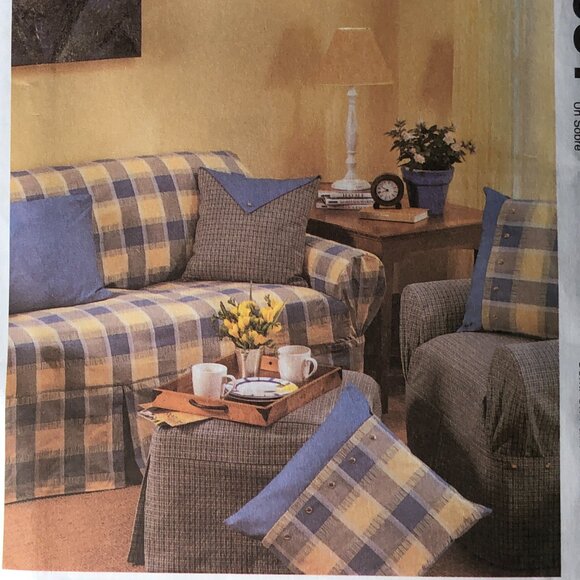 McCall's 3981 Home Decorating Sewing Pattern Sofa & Chair Cover Pillows Curtains - Picture 4 of 6